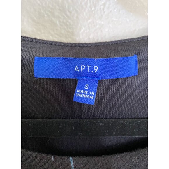 Apt. 9 Women’s Black Multicolor Printed Long Sleeve Elastic Waist Dress S Rayon - Picture 4 of 8